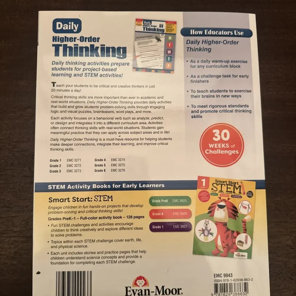 NEW Stem Lessons and Challenges Grade 3 Evan-Moor Paperback Workbook Home School